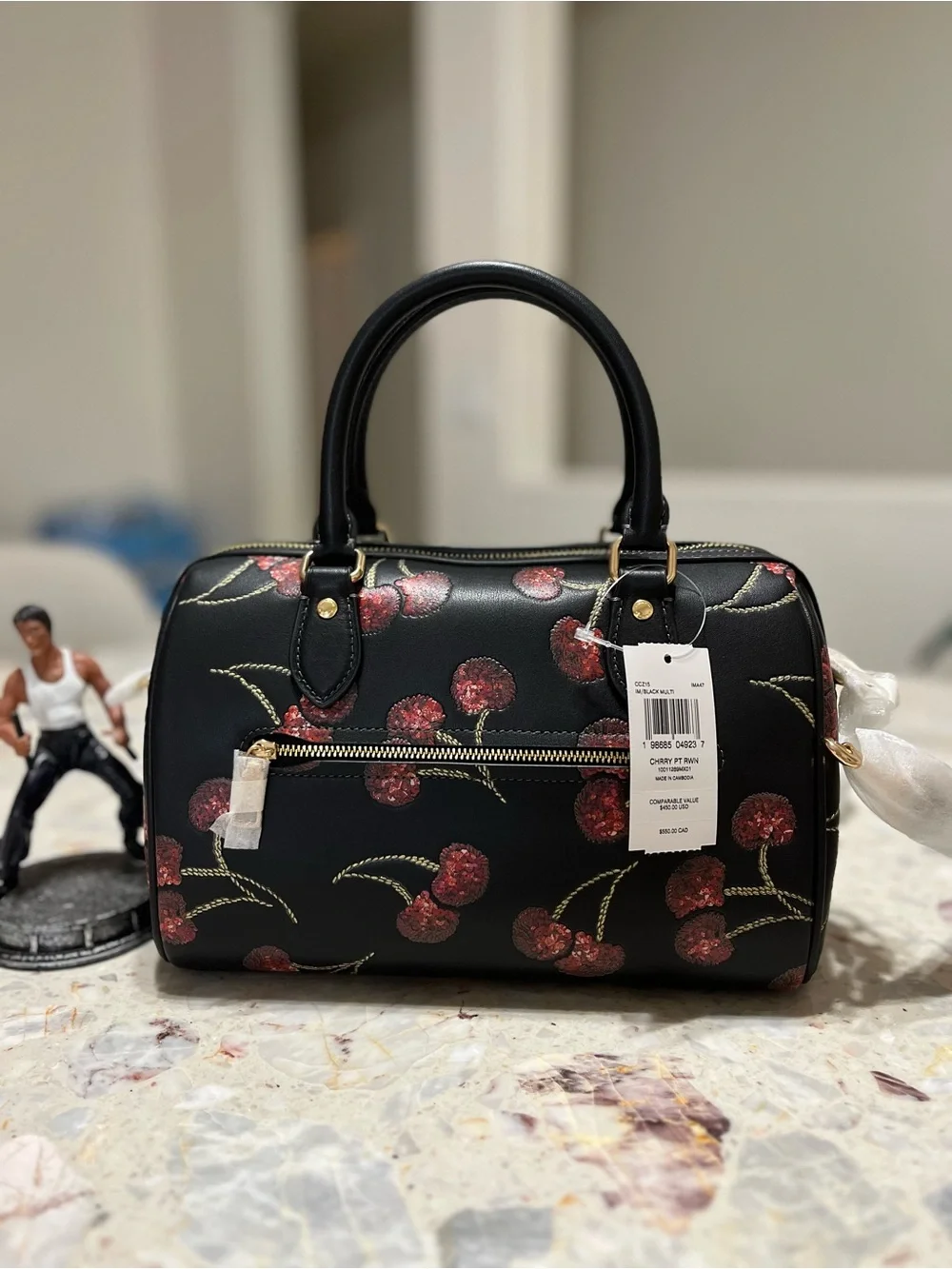 Bundle Coach  Rowan Satchel Bag With Cherry Print and wallet NWT